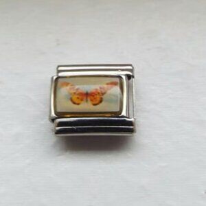 Orange butterfly photo 9mm stainless steel italian charm bracelet link new